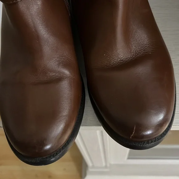 CLARKS Plaza Steer Brown Strappy Leather Riding boots Size 9 - Picture 10 of 14